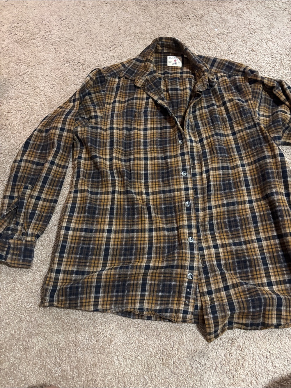 RedHead Brand Co. Plaid Flannel Shirt in Mustard & Navy